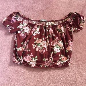 Red floral crop top